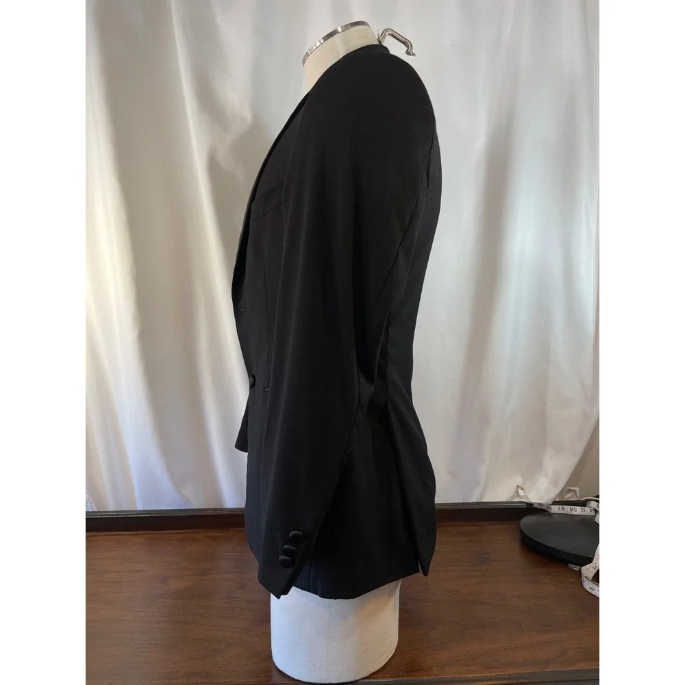 Tux Pronto Uomo Tuxedo 40 Short  Jacket Prom Formal Wedding Black Wool Blend